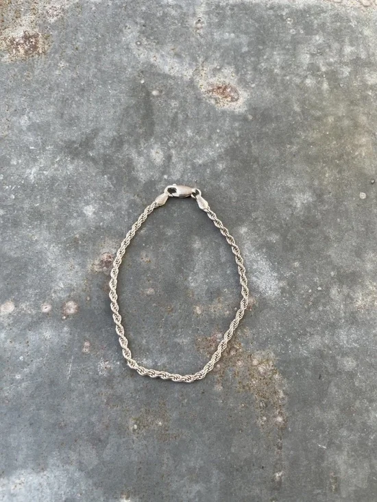 925 Sterling Silver 7" braided Rope Chain Bracelet 2mm - Picture 3 of 8